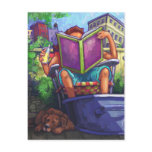 Summertime Reading, Girl and Dog