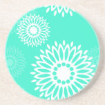 Summertime  turquoise flowers coaster