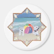 Summertime Westies Blue Water Refrigerator Magnets