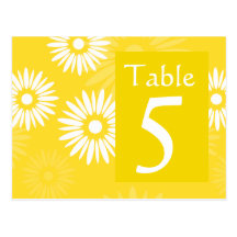 Summertime yellow flower Table Number Postcard