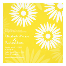Summertime yellow flowers wedding invitation