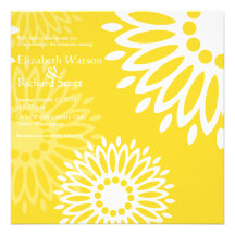 Summertime yellow flowers wedding invitation