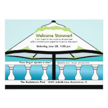 Summery Blue and Green Umbrella Invitation