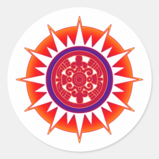 Sun aztèque autocollant rond