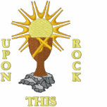 Sun Burst Behind Holy Grail embroidered shirts