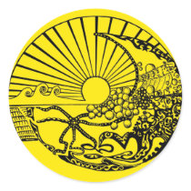 sun caracola etiqueta redonda