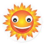 sun  emotion round stickers