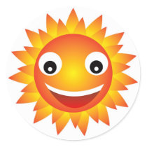 sun  emotion round stickers