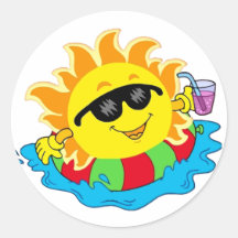 Sun heureux dans la piscine autocollants