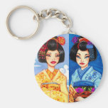 Sun & Moon Maiko Keychain, Geisha Asian Art