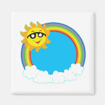 Sun & Rainbow Wreath with Clouds Fridge Magnets