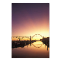 Sun setting behind the Newport Bridge, Oregon Photograph