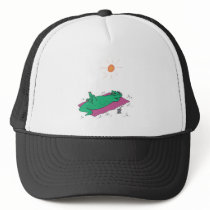 sun tanning crocodile trucker hat