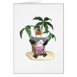 sun tanning penguin greeting cards