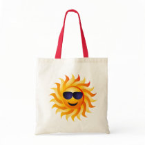 SUN WITH SHADES ON TOTE BAG