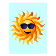 SUN WITH SHADES ON POSTCARDS