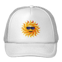 SUN WITH SHADES ON TRUCKER HATS
