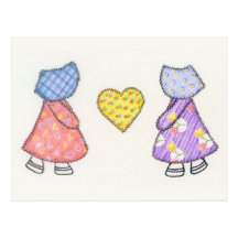 Sunbonnet Sue Quilting Motif Drawing Post Card