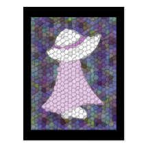 Sunbonnet Sue Stained Glass Window (Lavender) Post Card