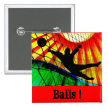 Sunburst and Net Soccer Goalie Button