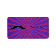 Sunburst glitter moustache personalized address label
