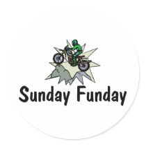 Sunday Funday Motorcycle Round Stickers