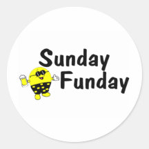 Sunday Funday Smiley Round Sticker
