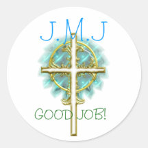 sunday school student good work round sticker