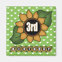 Sunflower 3rd Birthday Gifts Fridge Magnet