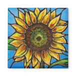 Sunflower and Butterfly Art--stained glass style! Refrigerator Magnet
