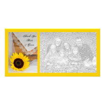 Sunflower and Lace Country Wedding Thank You Photo Card