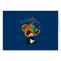 Sunflower and Panda Earth Greeting Cards