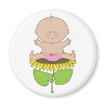 Sunflower Baby Girl Refrigerator Magnets