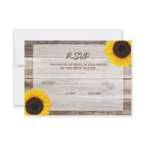 Sunflower Barn Wood Wedding RSVP Response Card Personalized Invitations