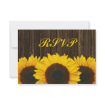 Sunflower Barn Wood Wedding RSVP Response Card Personalized Announcements