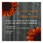 Sunflower & Barnwood Fall Wedding Invitation