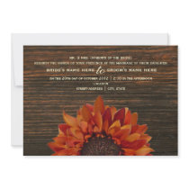 Sunflower & Barnwood Rustic Wedding Invitation