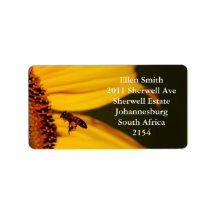 Sunflower, bee and meaning address label