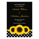 Sunflower Black and White Polka Dot Save the Date Announcement