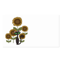Sunflower Black Cat Business Card Templates