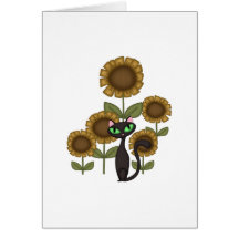 Sunflower Black Cat Card