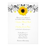 Sunflower Black & White Floral Wedding Invitation