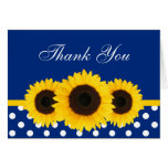 Sunflower Blue and White Polka Dot Thank You Cards