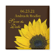 Sunflower Brown Wedding Save the Date Magnet