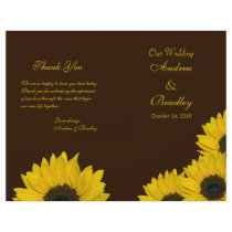 Sunflower Brown Yellow Wedding Program