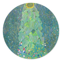 Sunflower by Gustav Klimt Round Stickers