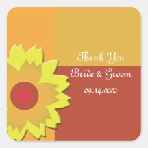 Sunflower Colour Block Wedding Thank You Stickers