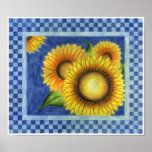 Sunflower Country Folk Art Poster Print