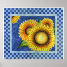 Sunflower Country Folk Art Poster Print