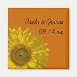 Sunflower Cutout Wedding Square Magnet